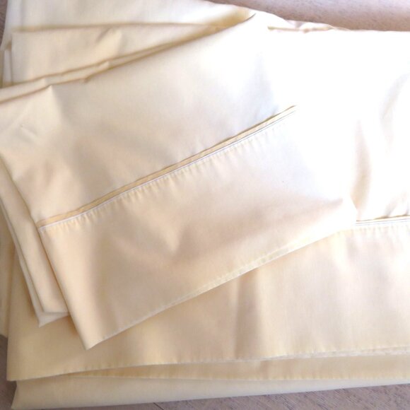 Vintage JP Stevens Twin Sheet Set 3pc Yellow Percale No Iron USA Made - Picture 4 of 7